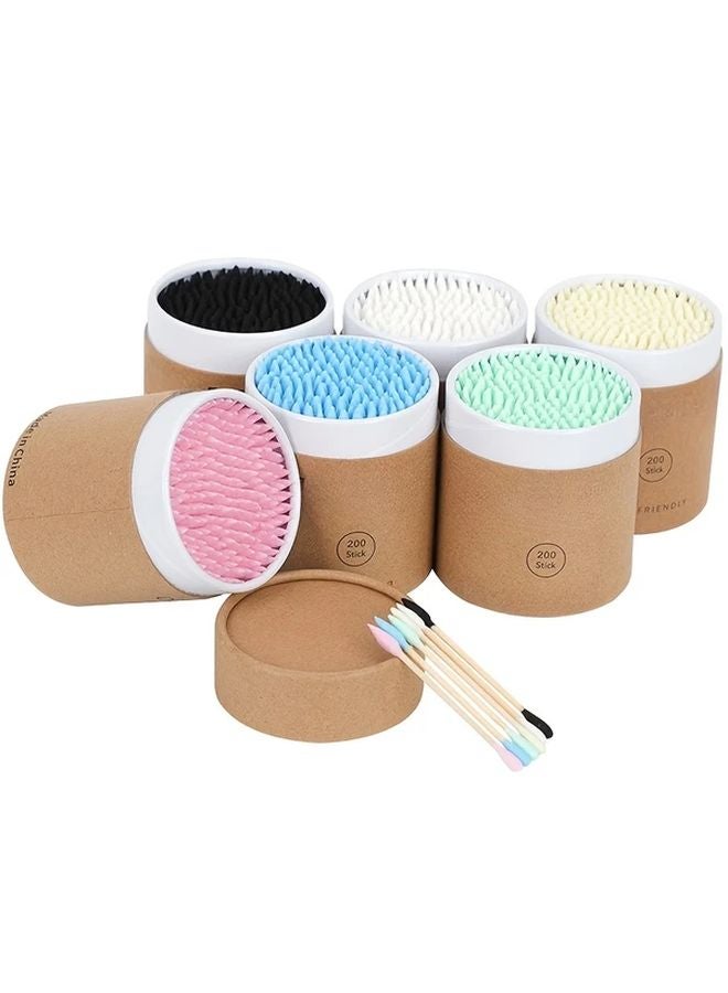 مجموعة أعواد الخيزران البيضاء المزدوجة النهاية 200 قطعة ناعمة قابلة للاستعمال لمرة واحدة متعددة الأغراض محمولة - Image 2