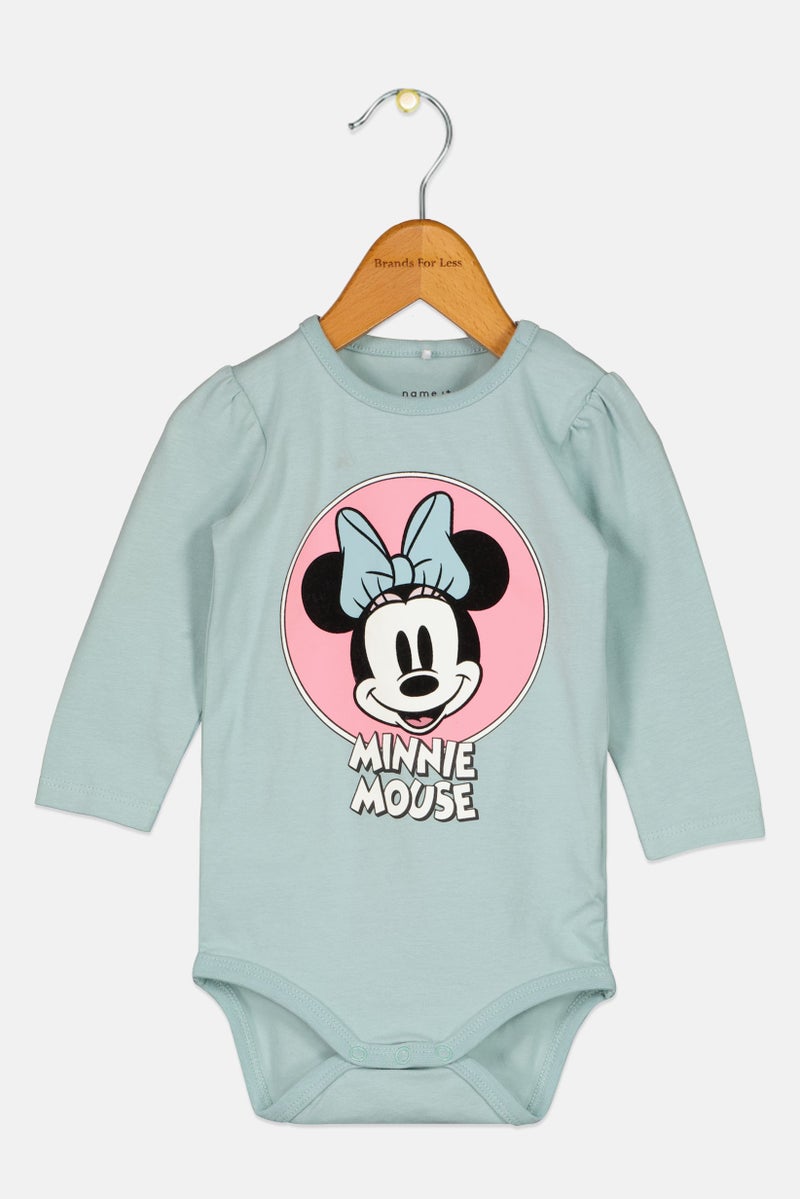 NAME IT Disney x Name It Toddlers Girl Graphic Print Long Sleeve Rompers, Sage Green - Image 1