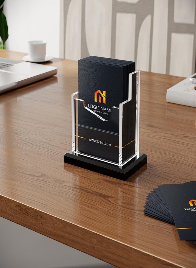 PARTSPOWER 2 Packs Acrylic Business Card Holder for Desk, Vertical Clear Business Name Card Display, Solid Black Acrylic Base, Desktop Accessory Business Name Card Organizers (1-Slot) - Image 5