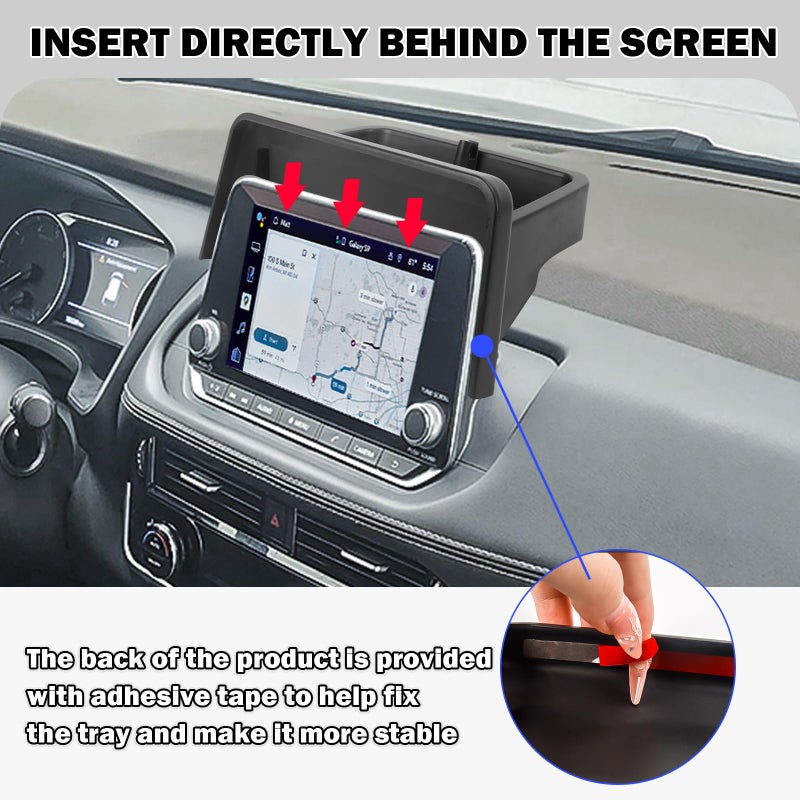 Neepiar Center Console Organizer Compatible with 2021-2025 2026 Nissan Rogue S/SV/Rock Creek Dashboard Tray Interior Insert Accessories Behind Screen Black (Only Fit 8-Inch Screen) - Image 5