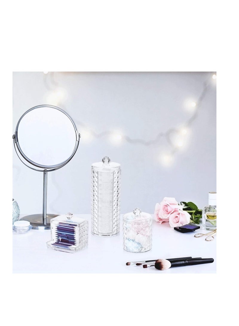 Ion Design Makeup Organizer Set Cotton Ball Pad and Q-Tip Holder - Vanity - Bathroom Counter Storage Containers - - Easy Organization with Unique Compact Design - 3 Pack Clear Acrylic - Image 2
