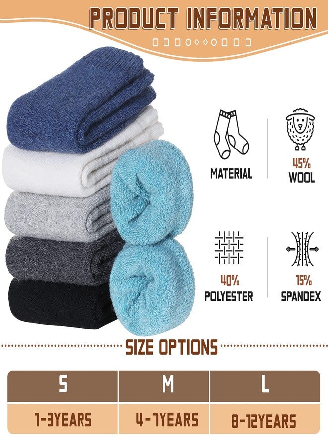 SeeyAN Kids Merino Wool Socks Boys Girls Hiking Boot Winter Thermal Warm Cozy Soft Toddler Thick Crew Socks 6 Pairs (6 Pairs Solid Color B, 8-12 Years) - Image 4