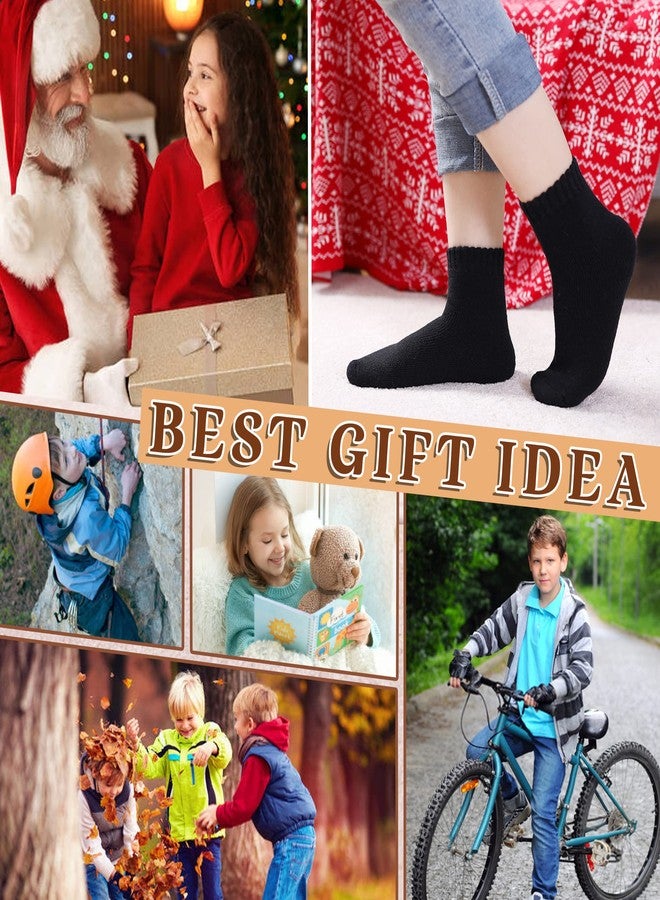 SeeyAN Kids Merino Wool Socks Boys Girls Hiking Boot Winter Thermal Warm Cozy Soft Toddler Thick Crew Socks 6 Pairs (6 Pairs Solid Color B, 8-12 Years) - Image 2