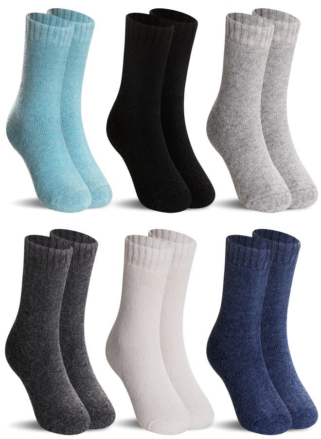 SeeyAN Kids Merino Wool Socks Boys Girls Hiking Boot Winter Thermal Warm Cozy Soft Toddler Thick Crew Socks 6 Pairs (6 Pairs Solid Color B, 8-12 Years) - Image 1