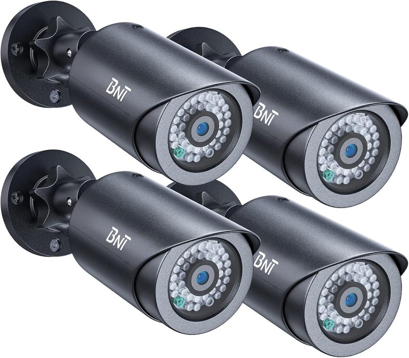 BNT Dummy Fake Security Camera, with One Red LED Light at Night, for Home and Businesses Security Indoor/Outdoor (4 Pack - Black) - Image 1
