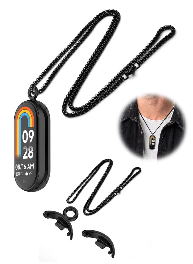Beauenty Xiaomi Band 8 Strap Metal Joint Grain Accessory Necklace String Pendant Black - Image 1