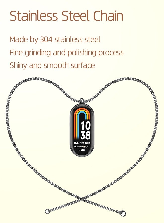 Beauenty Xiaomi Band 8 Strap Metal Joint Grain Accessory Necklace String Pendant Black - Image 5