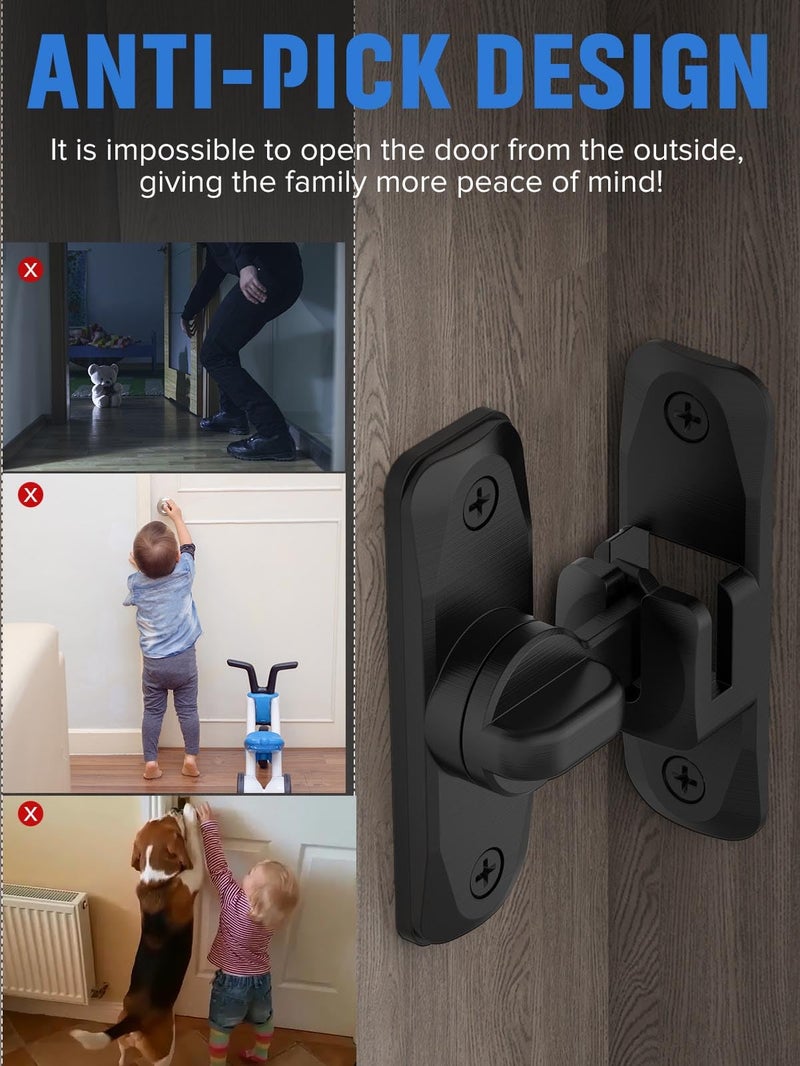 MeBantoo 90/180 Degree Flip Barn Door Lock, Protect Privacy - Security Sliding Door Latch, Small Gate Latches Hardware for Barn, Garden, Bathroom, Cabinet, Window (Black-1PC) - Image 3