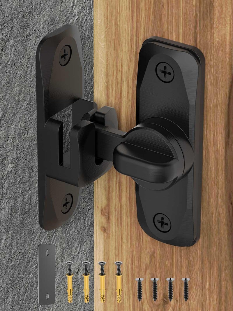MeBantoo 90/180 Degree Flip Barn Door Lock, Protect Privacy - Security Sliding Door Latch, Small Gate Latches Hardware for Barn, Garden, Bathroom, Cabinet, Window (Black-1PC) - Image 1