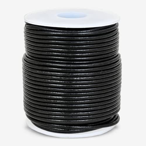 GENIQUE Real/Genuine Round Leather String Cord for Necklace, Bracelets, Jewellery, Braiding (2mm, Black) - Image 2