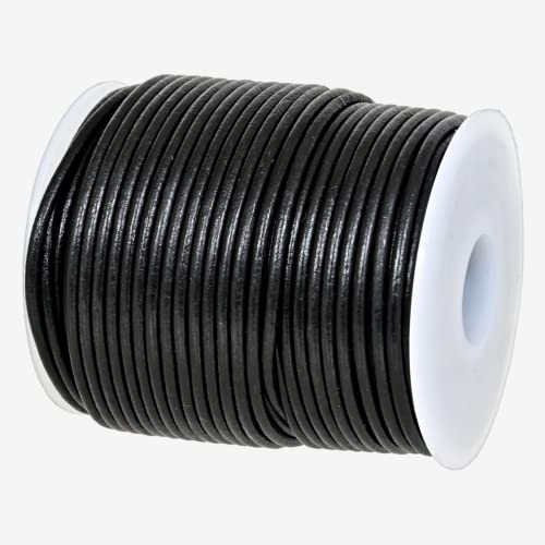 GENIQUE Real/Genuine Round Leather String Cord for Necklace, Bracelets, Jewellery, Braiding (2mm, Black) - Image 4