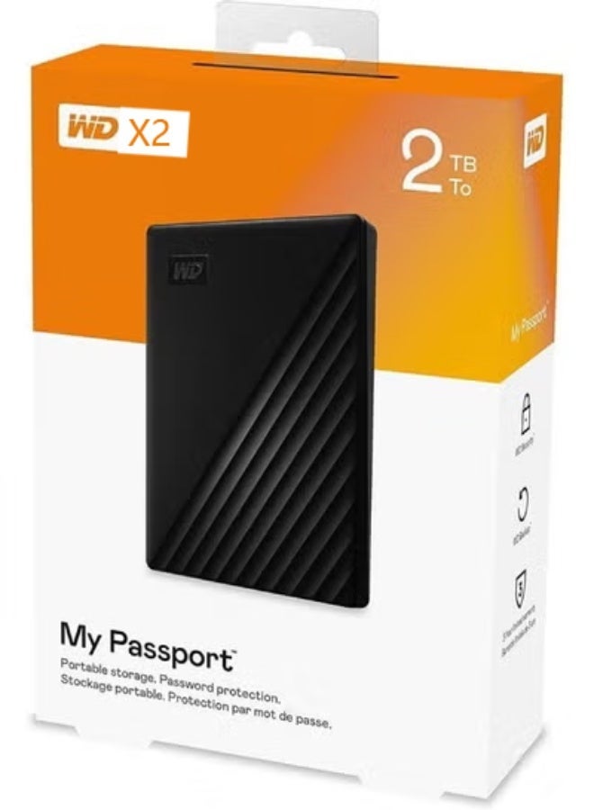 WD X2TB My Passport External Portable Hard Disk Drive USB 3.0 - WDBYVG0020BBK 2 TB - Image 1