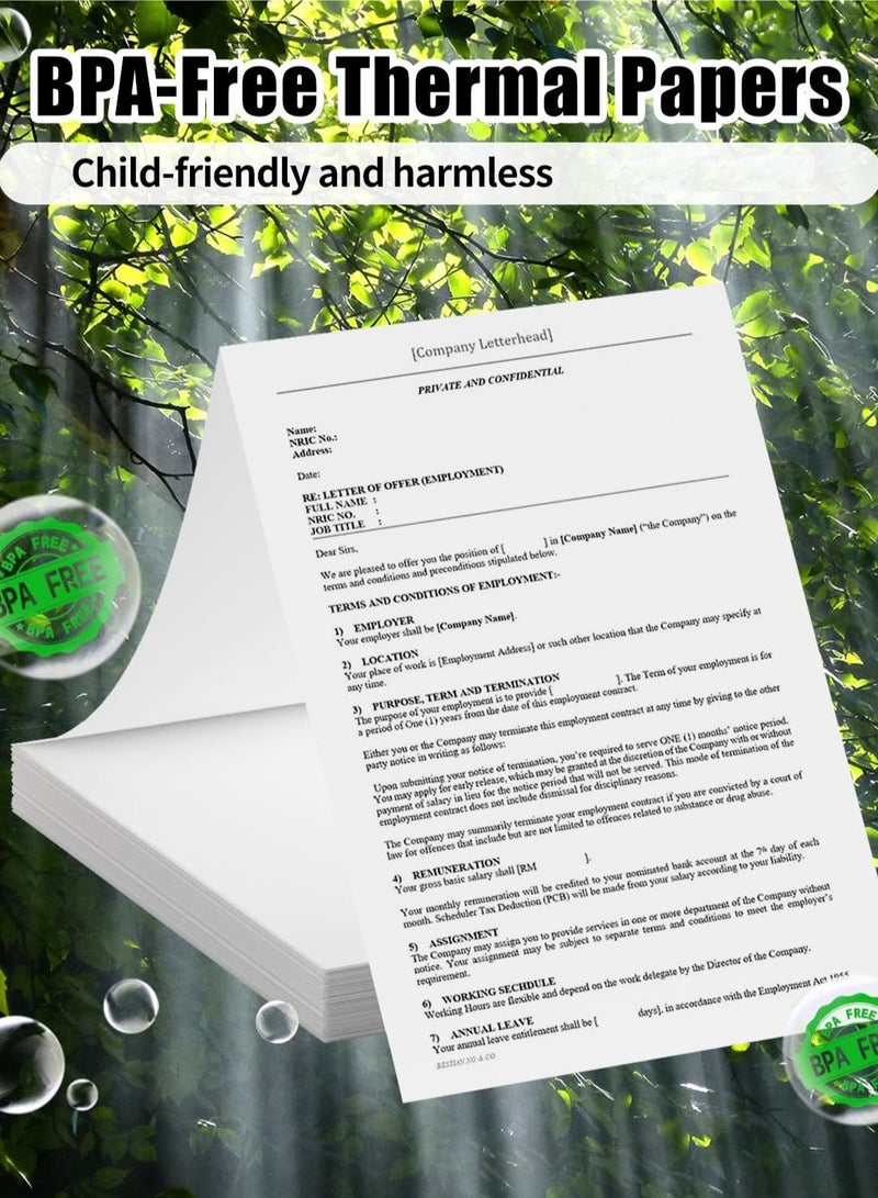 ورق حراري مقاس A4، ورق حراري أسود اللون قابل للطي مقاس 210 × 297 مم للطابعة الحرارية المحمولة ذات العلامات السوداء مقاس A4، متوافق مع الطابعة الحرارية المحمولة ذات الحروف المحمولة، مقاس 8.27 بوصة × - Image 4