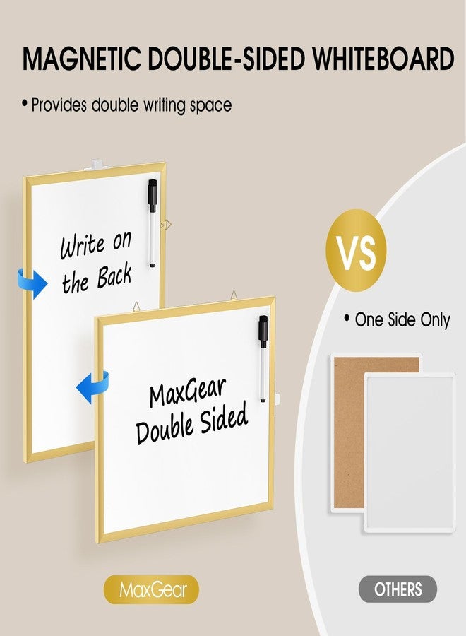 MaxGear Small Dry Erase Board, Gold Aluminum Frame, 11" x 14" Double-Sided Whiteboard for Wall, Small Hanging White Board with a Black Marker, Portable Mini White Board for Home, School, Office - Image 3