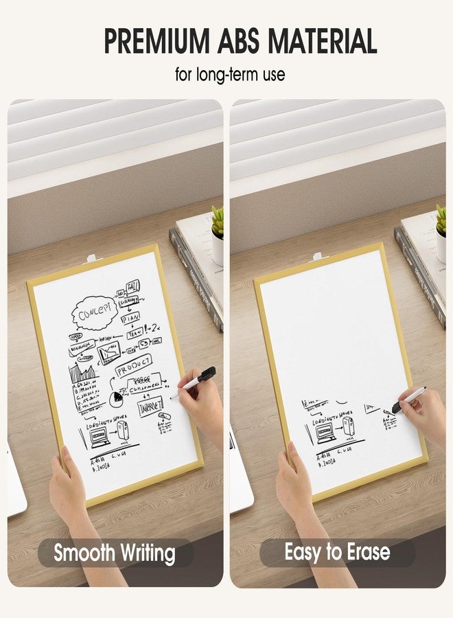 MaxGear Small Dry Erase Board, Gold Aluminum Frame, 11" x 14" Double-Sided Whiteboard for Wall, Small Hanging White Board with a Black Marker, Portable Mini White Board for Home, School, Office - Image 4