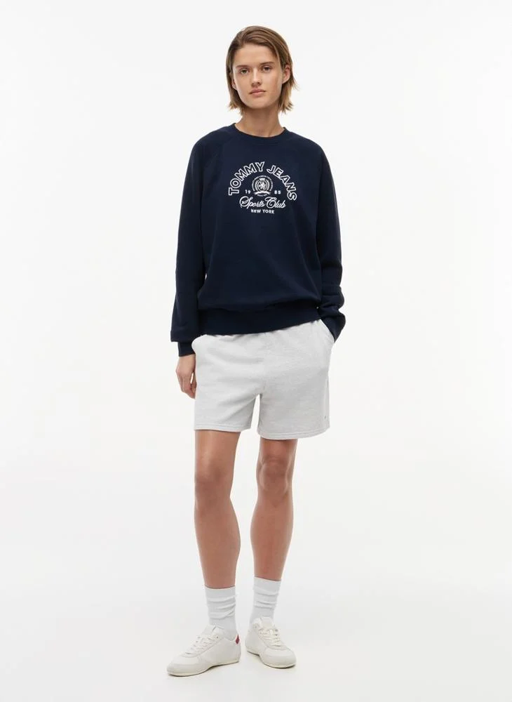 Tommy Jeans Dark Night Navy Crest Logo Terry Sweatshirt for Women | Best Price UAE