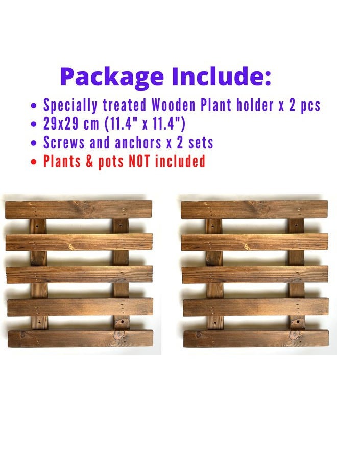 ShopLaLa Wall Planter - 2 Pack Wooden Hanging Planter for Indoor Plants, Air Plant Succulent Holder, Vertical Garden. Plant Wall Decorations for Balcony, Wall Decor for Living Room, Room Decor for Teens - Image 2
