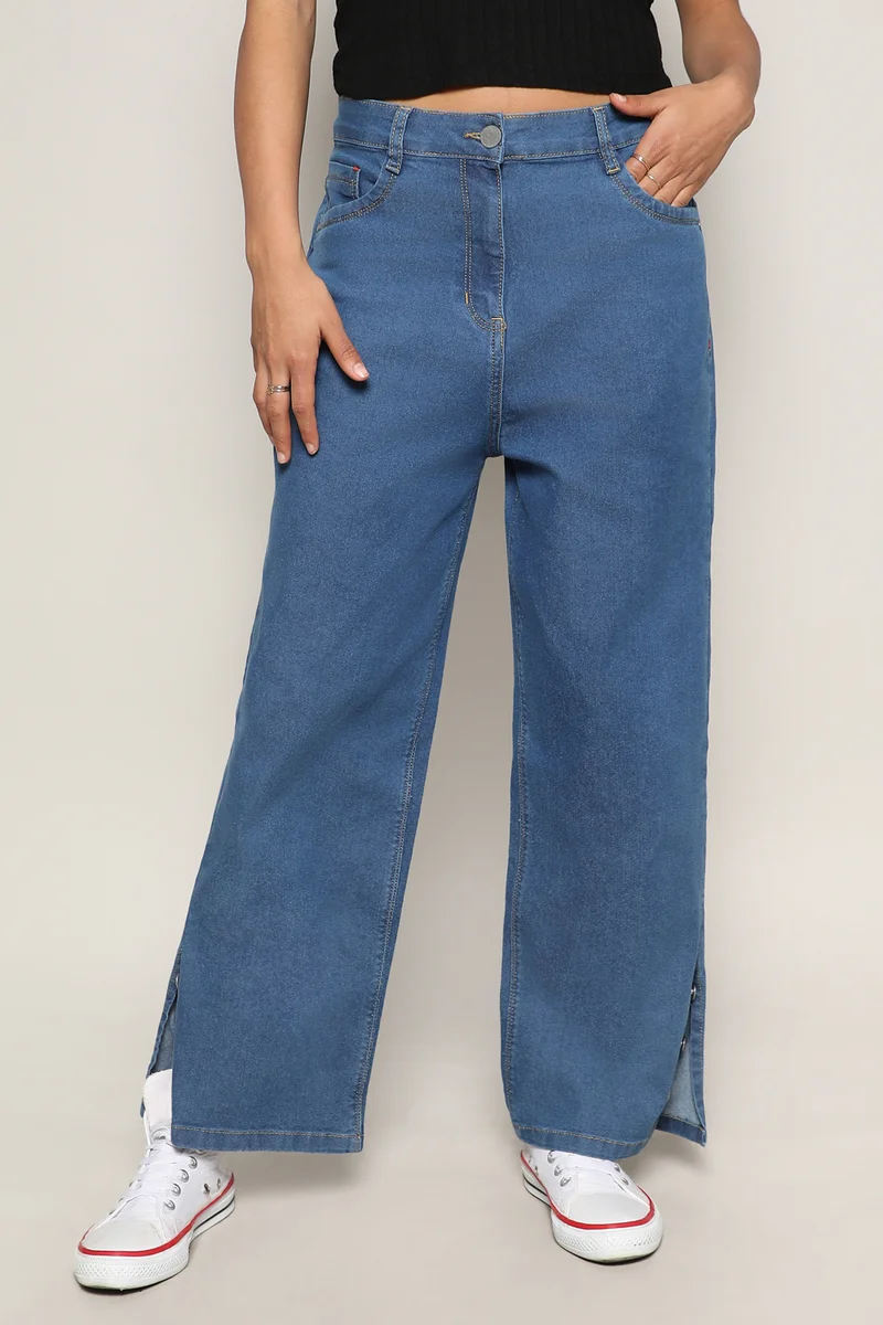 كامبوس سوترا جينز نسائي أزرق واسع بخصر متوسط