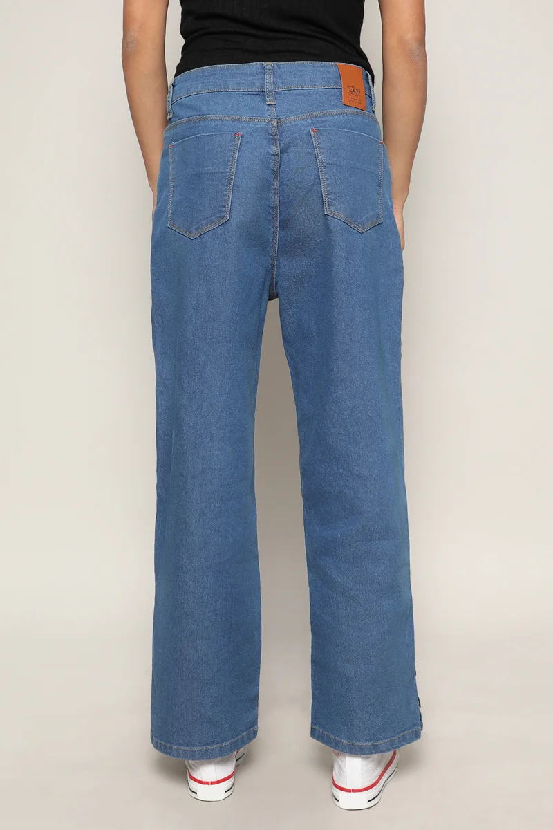 Pinacolada  Women's Blue Mid-Rise Baggy Denim Jeans for Women | Best Price UAE