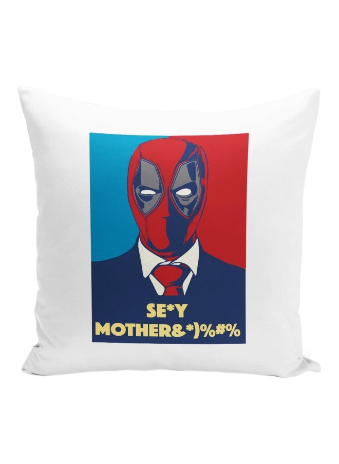STAUD Deadpool Character Printed Decorative Pillow White/Red/Blue 16x16inch  - Image 1