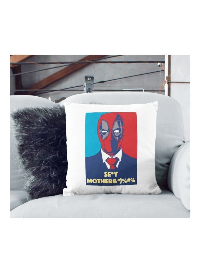 STAUD Deadpool Character Printed Decorative Pillow White/Red/Blue 16x16inch  - Image 2