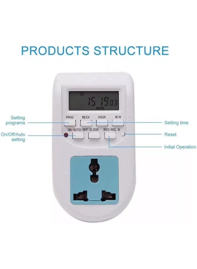 Melfi Multi Functional Lcd Digital Timer Ac 220V-240V 10A Socket Timing Outlet Switch Uk Plug With Led Indicator - Image 2