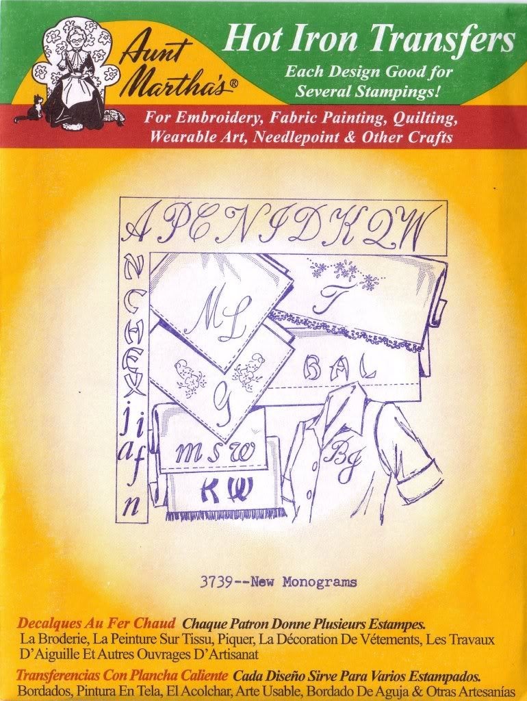 Aunt Martha's New Monogram Aunt Marthas Hot Iron Embroidery Transfer