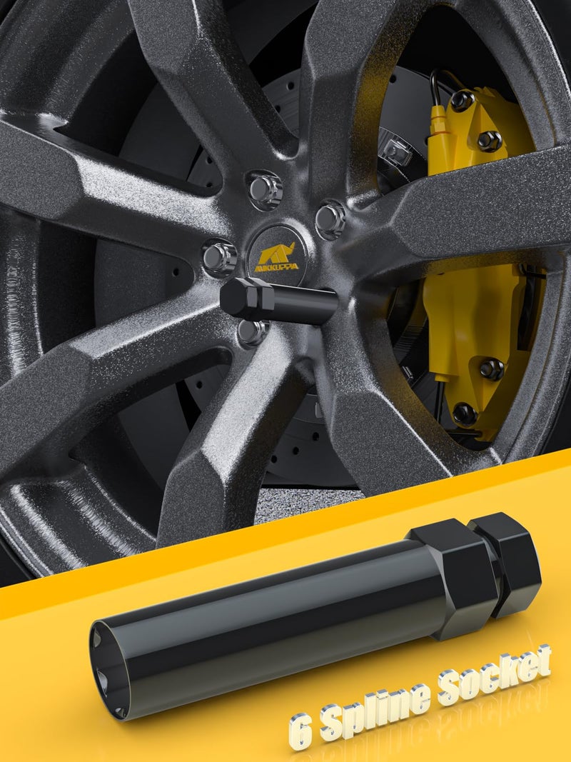 MIKKUPPA 6 Point Spline Lug Nuts Tuner Socket Key Tool - with 17mm Hex for 1/2-20 12x1.5 12x1.25 Black Lug Nut Socket - Image 5