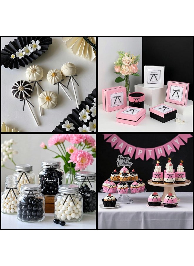 yuboo yuboo 10 Pack Bow Cake Topper, Small Ribbion Black Bows for Cupcake with Happy Birthday Sign, Coquette Themed Party Mother Day Wedding Decorations Party Supplies,Bows for Cakes, Cookies, Desserts  - Image 5