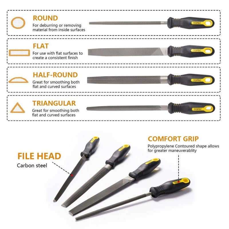 Topec 26 Piece File Set, Round and Flat File Kits are Made of High Carbon-Steel, Ideal Wooden Hand Tool for Woodwork, Metal, Model & Hobby Applications (File Set) - Image 2