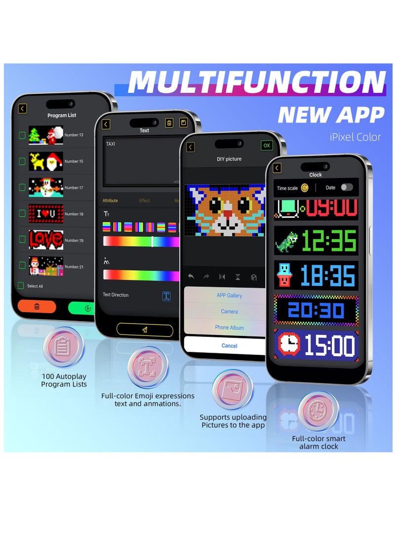 Excefore LED Signs for Car [Smarter App Control] [Upgraded Lamp Beads], 7''x3'' Flexible LED Matrix Panel 5.0 Bluetooth Control USB 5V DIY Programmable Led Sign for Taxi Car Accessories - Image 2