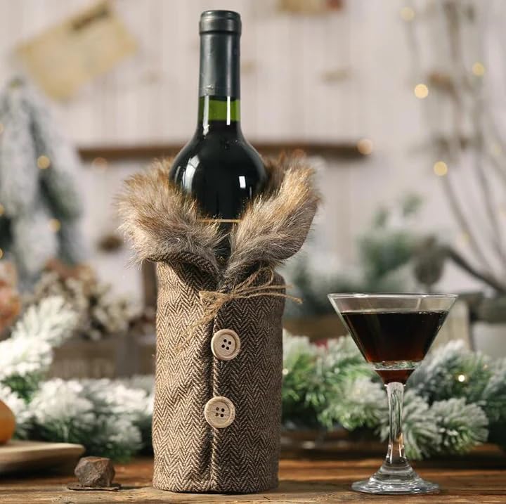 The Decor Wick The Décor Wick Set of 2 Knitted Christmas Wine Bottle Covers – Nordic Gnome Design - Image 5