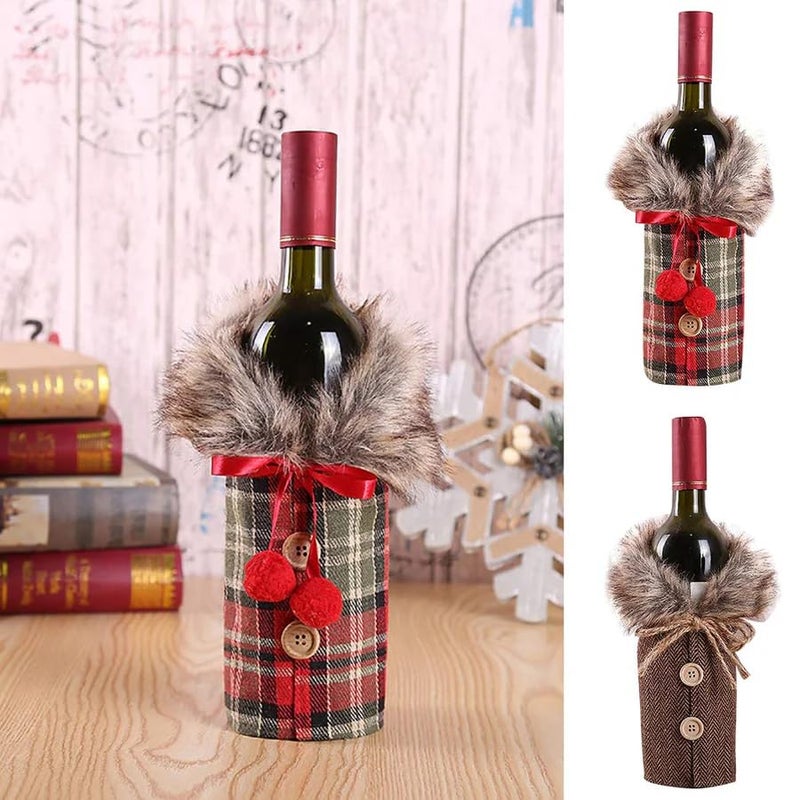 The Decor Wick The Décor Wick Set of 2 Knitted Christmas Wine Bottle Covers – Nordic Gnome Design - Image 3