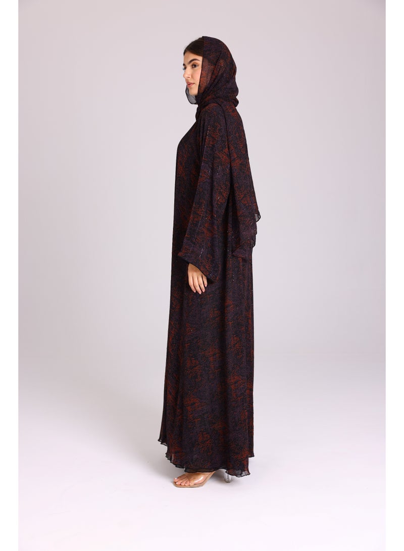 اكسا عباية نقوش مميزة قصة واسعة بنفسجي - Image 3