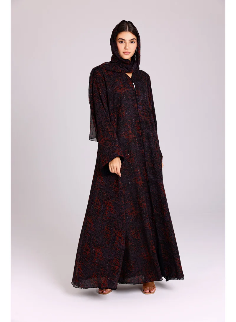Modern Blotch Prints Maxi Purple Abaya