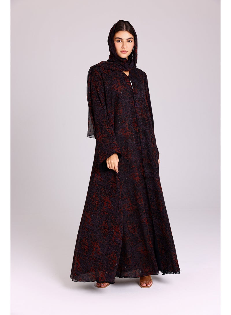 اكسا عباية نقوش مميزة قصة واسعة بنفسجي - Image 1