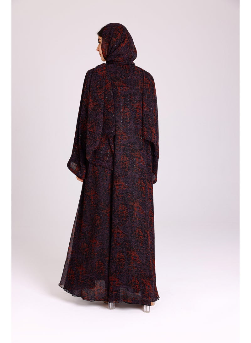 اكسا عباية نقوش مميزة قصة واسعة بنفسجي - Image 4