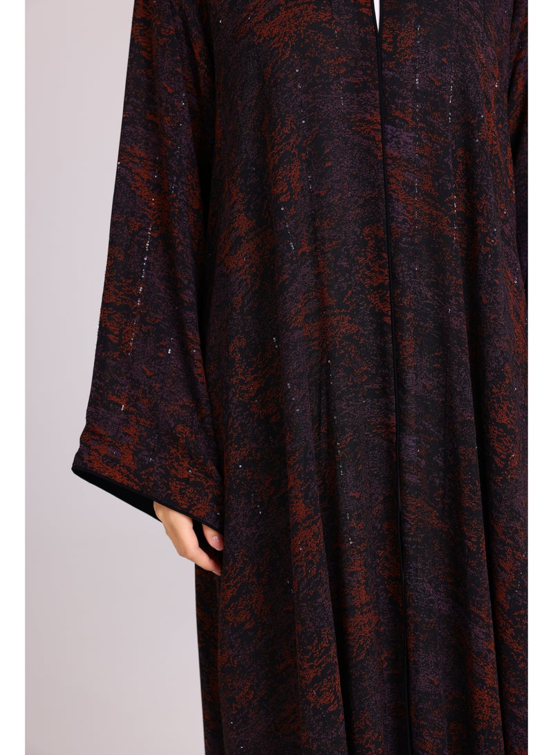 اكسا عباية نقوش مميزة قصة واسعة بنفسجي - Image 5