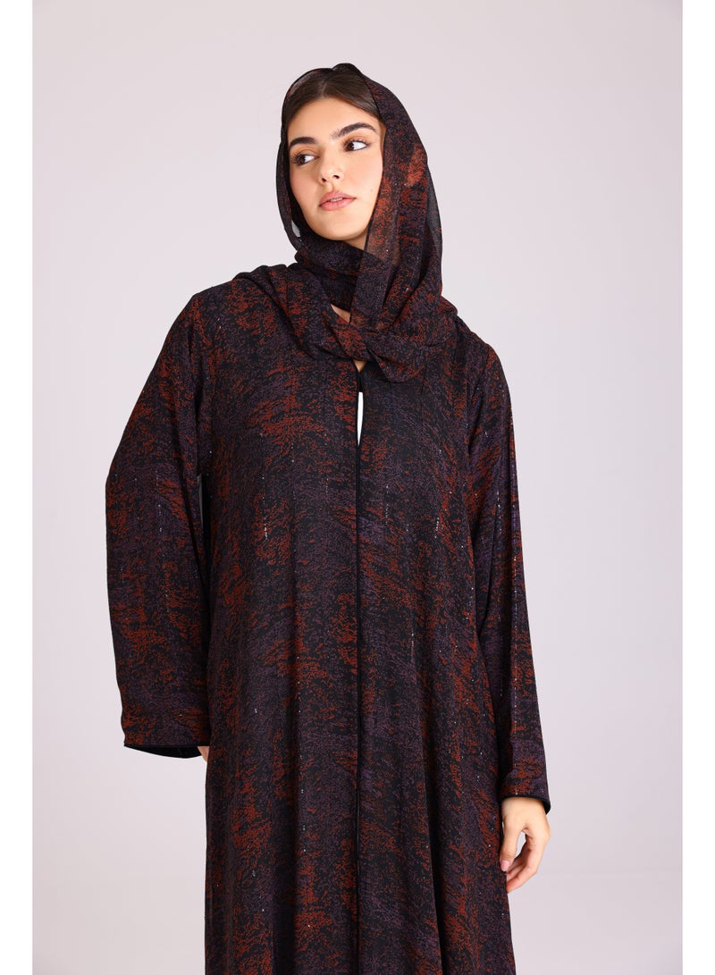 اكسا عباية نقوش مميزة قصة واسعة بنفسجي - Image 2