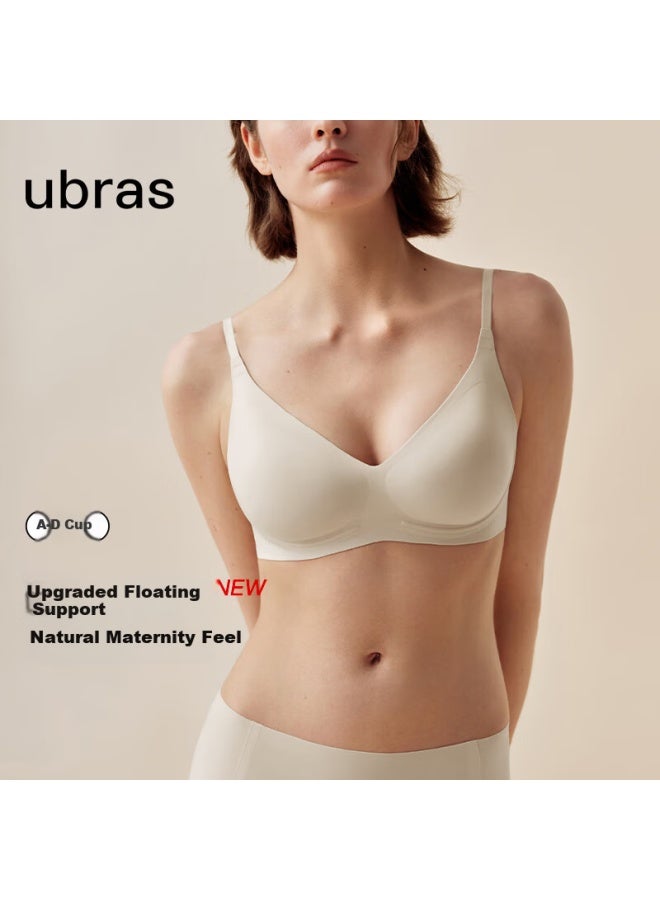 Ubras Yu Shuxin Style Floating Push-up Seamless Small Bust Gathering Soft Support Bra Oat Milk Color 85c - Image 1