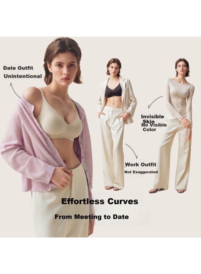 Ubras Yu Shuxin Style Floating Push-up Seamless Small Bust Gathering Soft Support Bra Oat Milk Color 85c - Image 3