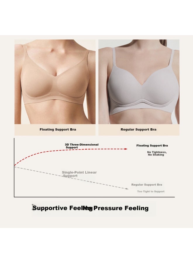 Ubras Yu Shuxin Style Floating Push-up Seamless Small Bust Gathering Soft Support Bra Oat Milk Color 85c - Image 2