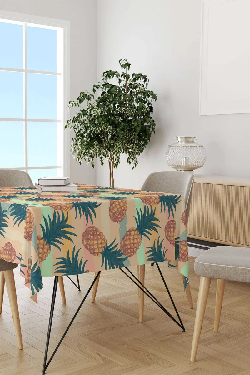 Cango Home Yellow Green Pineapple Patterned Tablecloth CGH049-MS