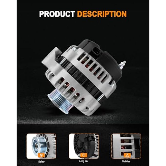 ASAPE New Alternator Fit for 2009 for Cadillac Escalade 6.0L 2007-2013 for Chevrolet Silverado 1500 4.3L 2007-2009 for Chevrolet Tahoe 4.8L, Replace OE 8301 - Image 4