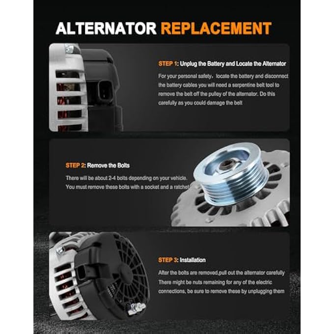 ASAPE New Alternator Fit for 2009 for Cadillac Escalade 6.0L 2007-2013 for Chevrolet Silverado 1500 4.3L 2007-2009 for Chevrolet Tahoe 4.8L, Replace OE 8301 - Image 5