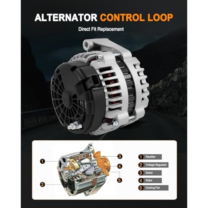 ASAPE New Alternator Fit for 2009 for Cadillac Escalade 6.0L 2007-2013 for Chevrolet Silverado 1500 4.3L 2007-2009 for Chevrolet Tahoe 4.8L, Replace OE 8301 - Image 3