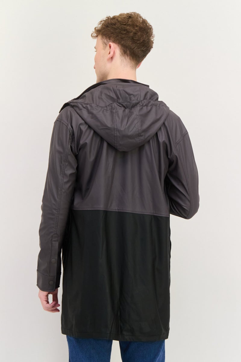 D RT معطف ترينش بسيط للرجال، رمادي - Image 3