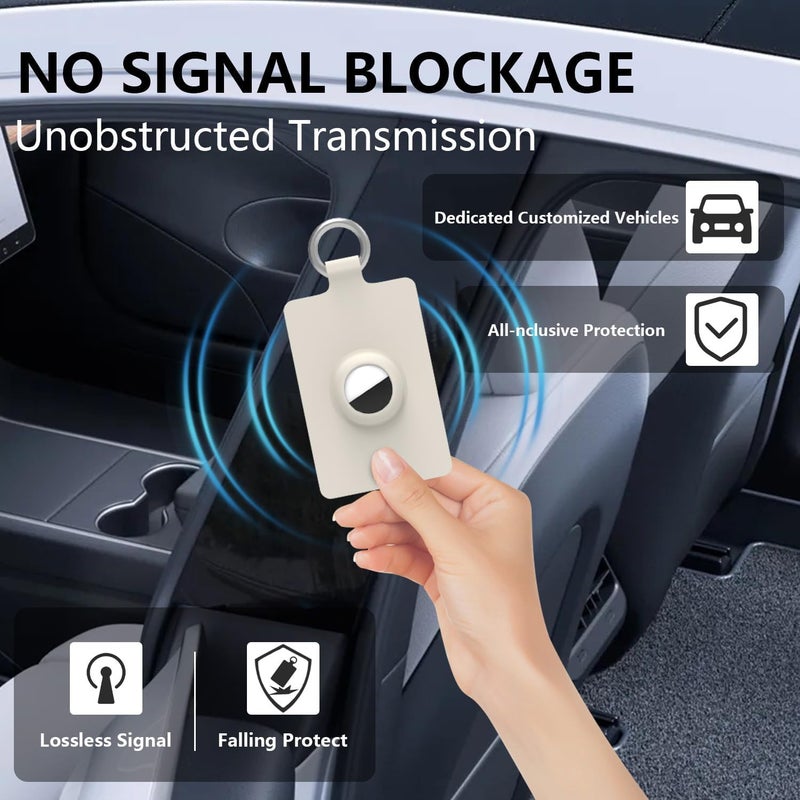 كاست ويف حامل بطاقة المفتاح مع فتحة AirTag لسيارة Tesla، حقيبة بطاقة المفتاح Tesla مع سلسلة مفاتيح، متوافق مع Model 3، Model Y، Model X، Model S، Cybertruck، حقيبة واقية مع فتحة AirTag، عبوة واحدة - Image 2