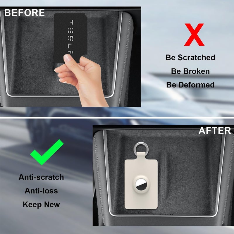 كاست ويف حامل بطاقة المفتاح مع فتحة AirTag لسيارة Tesla، حقيبة بطاقة المفتاح Tesla مع سلسلة مفاتيح، متوافق مع Model 3، Model Y، Model X، Model S، Cybertruck، حقيبة واقية مع فتحة AirTag، عبوة واحدة - Image 3