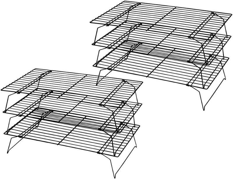 Kingrol 2 Pack 3-Tier Stackable Cooling Rack, Non-stick Wire Cake Rack for Pies, Cookies, Pastries - Image 1